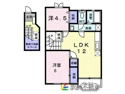 ウィステリア壱番館(2LDK/2階)の間取り写真