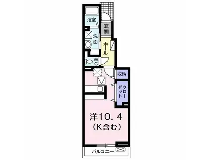 アルバ カーサI(ワンルーム/1階)の間取り写真
