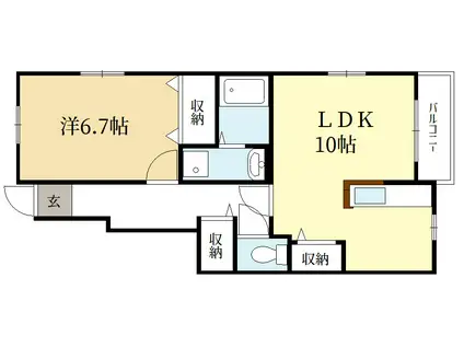 浄雲クワトロ(1LDK/1階)の間取り写真