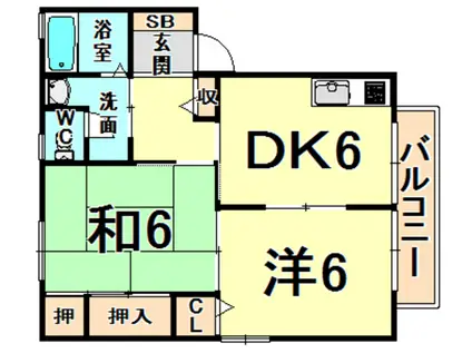 アビタシオン池尻(2DK/2階)の間取り写真
