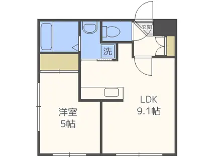 イングレッソ南7条(1LDK/1階)の間取り写真