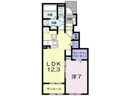 サニーハイツすみれ A(1LDK/1階)の間取り写真
