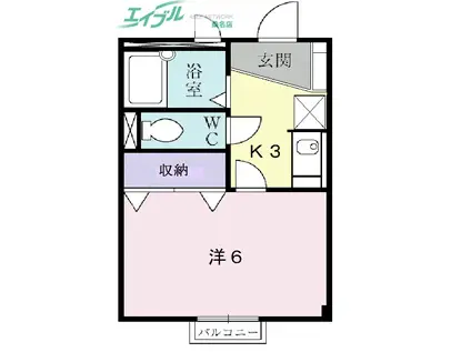 スペランツァI(1K/1階)の間取り写真