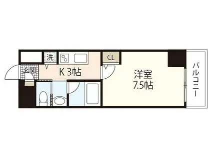 プラージュ村本(1K/5階)の間取り写真