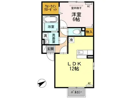 マニャーナB棟(1LDK/2階)の間取り写真