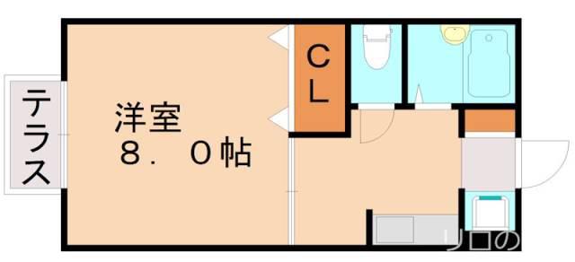 ファーネス水巻A棟(1K/2階)の間取り写真