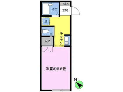 クレスト中村(1K/2階)の間取り写真