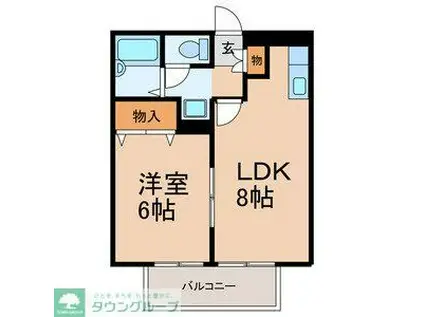 グリーンサイドヴィラII(1LDK/1階)の間取り写真