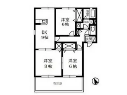 バンビーノB棟(3DK/1階)の間取り写真