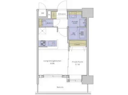 ネストピア東比恵駅前III(1LDK/4階)の間取り写真