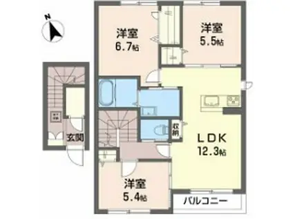 ヘリオス IA(3LDK/2階)の間取り写真
