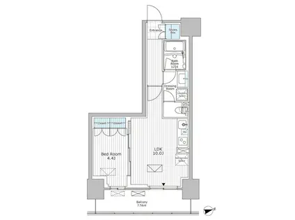 パークアクシス市川(1LDK/2階)の間取り写真