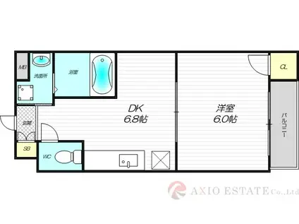 プランドールSAKAEII(1DK/2階)の間取り写真
