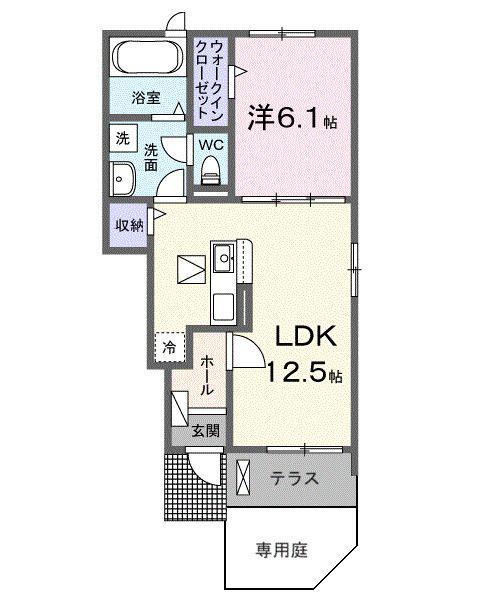 カフア テラス(1LDK/1階)の間取り写真
