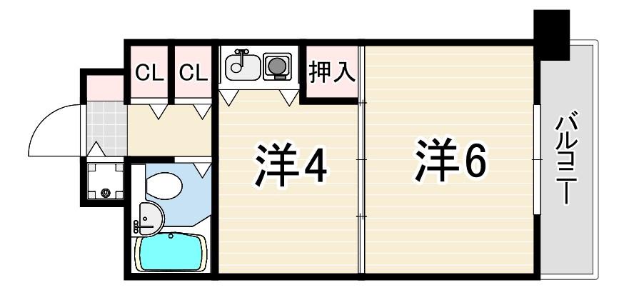 ルモンド西宮(1DK/2階)の間取り写真