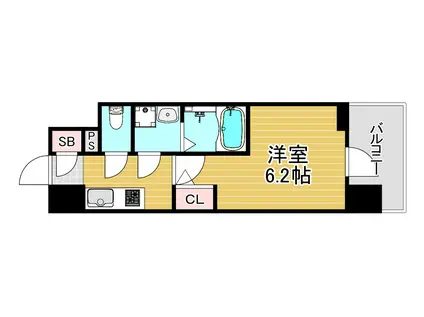 エスリードレジデンス梅田クラスシティ(1K/9階)の間取り写真