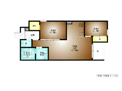 REGALEST東枇杷島(2LDK/1階)の間取り写真