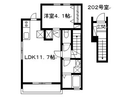 はなみずき(1LDK/2階)の間取り写真