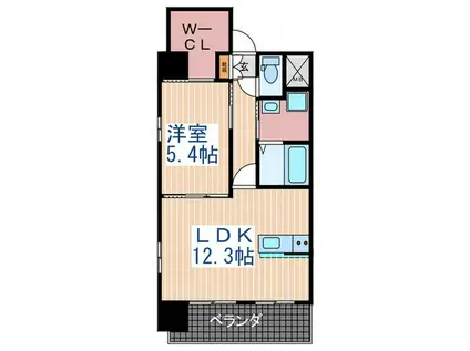 グランディール東蟹屋(1LDK/8階)の間取り写真