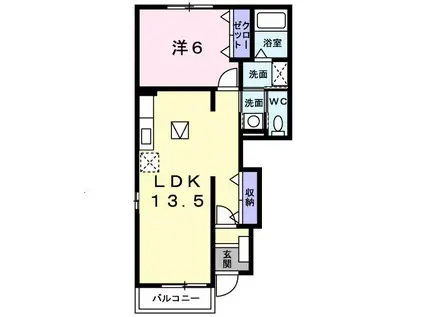 USガーデン(1LDK/1階)の間取り写真