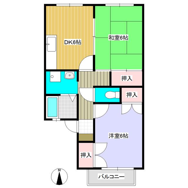 両神ハイツ(2DK/2階)の間取り写真