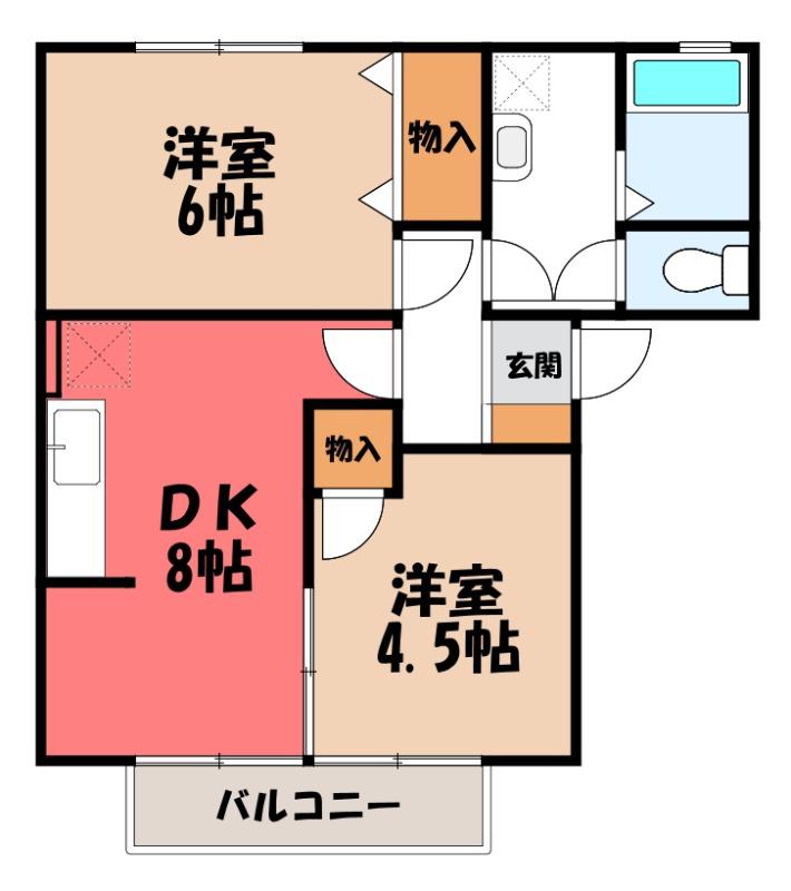 メゾンタムラC(2DK/1階)の間取り写真