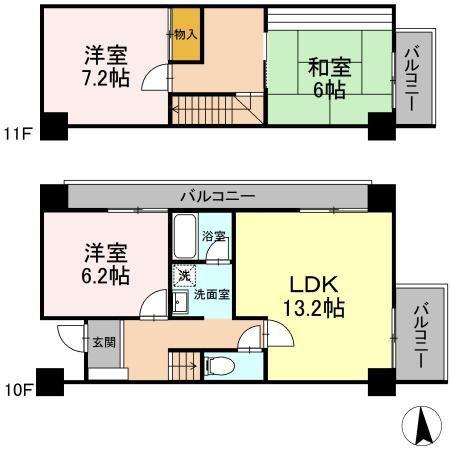 エイトジャパンシーダ(3LDK/11階)の間取り写真