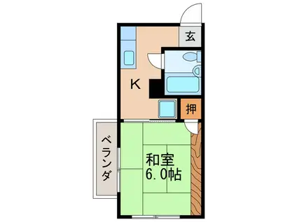 フォーヴル代官(1K/2階)の間取り写真