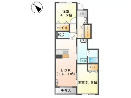 レ・フルール(2LDK/1階)の間取り写真