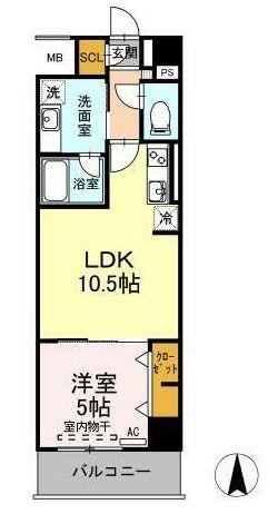 リモナーデ府内(1LDK/7階)の間取り写真