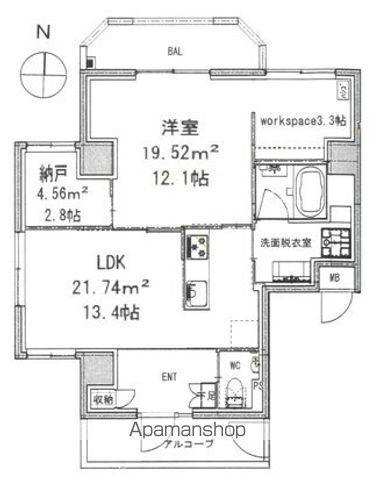 モンテヴェルデ神楽坂弐番館(1SLDK/2階)の間取り写真