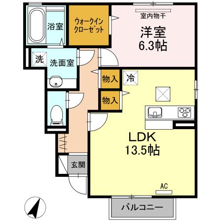 セントセシリア(1LDK/1階)の間取り写真