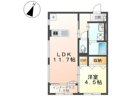 ハウルノア(1LDK/2階)の間取り写真