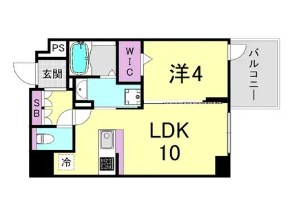 LA DOUCEUR谷町(1LDK/4階)の間取り写真