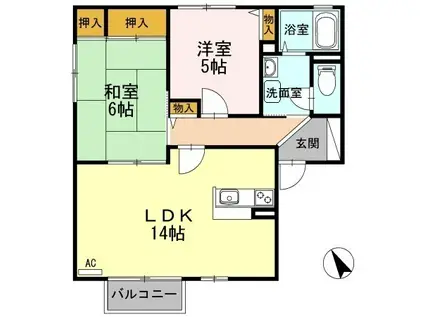 メッセゆうA(2LDK/2階)の間取り写真