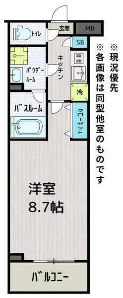 ベルグレードNF(1K/1階)の間取り写真