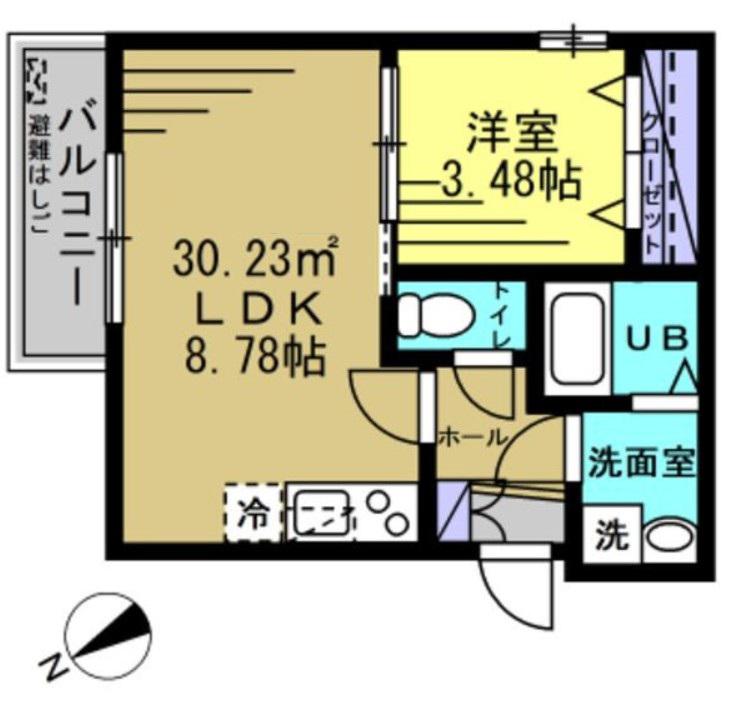 メラース(1LDK/3階)の間取り写真