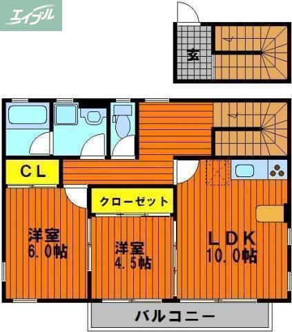 フェリーチェ中仙道(2LDK/2階)の間取り写真