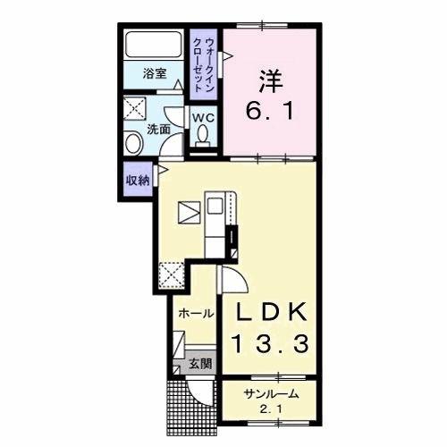 レジデンス フジ B(1LDK/1階)の間取り写真