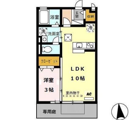 マノワール・K(1LDK/1階)の間取り写真