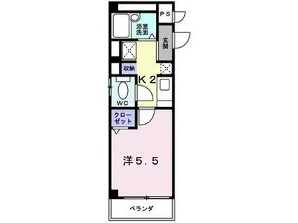阪急神戸線 春日野道駅(阪急) 徒歩2分 3階建 築27年(1K/3階)の間取り写真