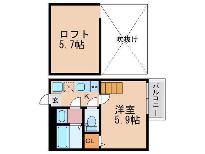 ロフティ四条大宮(1K/1階)の間取り写真