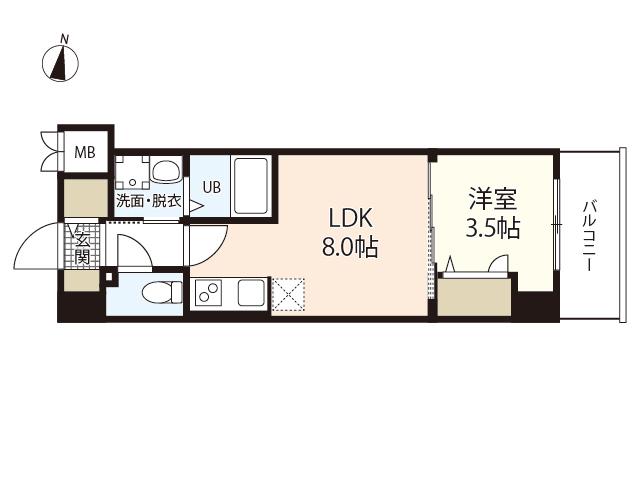 S-RESIDENCE広島駅DILETTO(1LDK/8階)の間取り写真