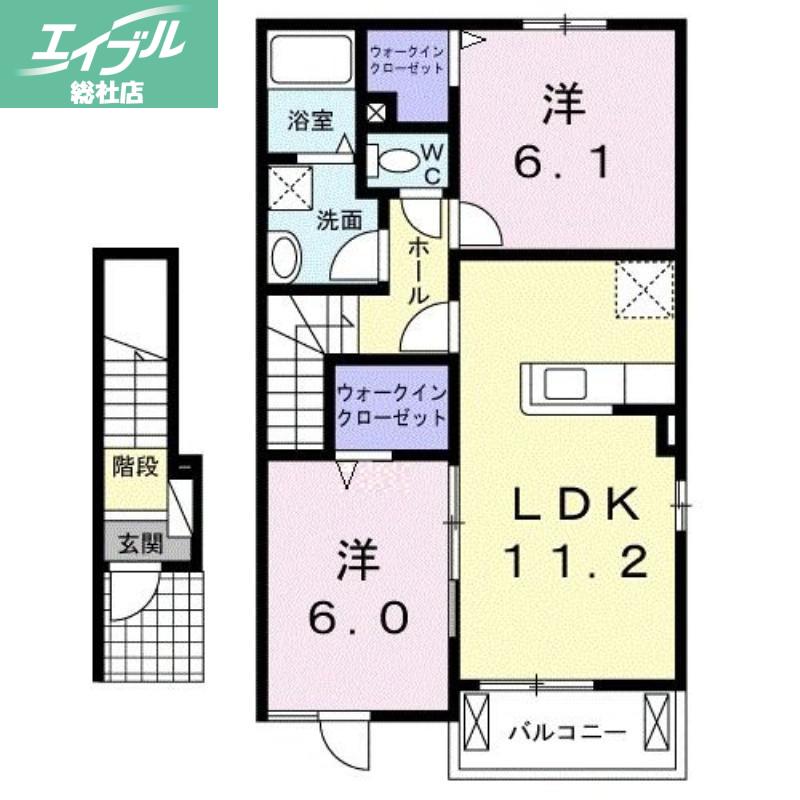 フジ コッティA(2LDK/2階)の間取り写真