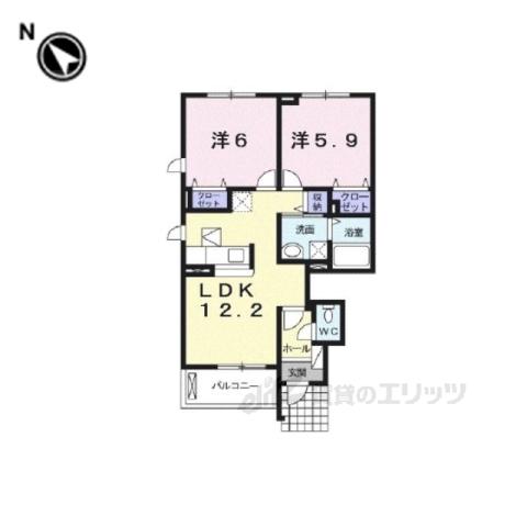 アッソラートⅠ(2LDK/1階)の間取り写真