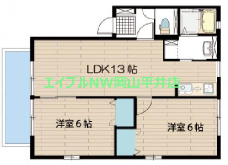 コスモスI(2LDK/1階)の間取り写真