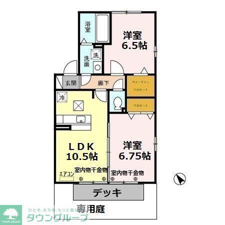 ウィルモア宮前(2LDK/1階)の間取り写真