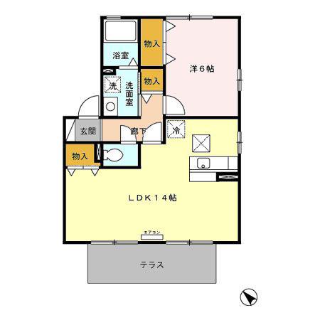 ウィルモア湘南B(1LDK/1階)の間取り写真