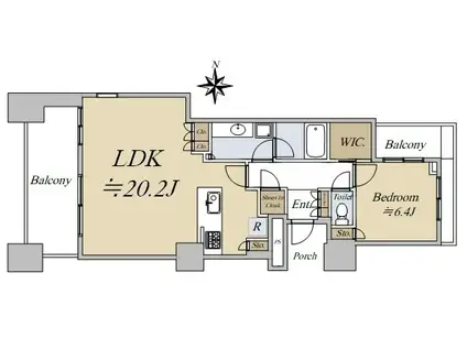 ワールドシティタワーズキャピタルタワー(1LDK/13階)の間取り写真