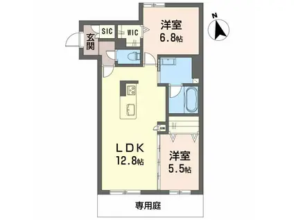 メゾン守牧(2LDK/1階)の間取り写真